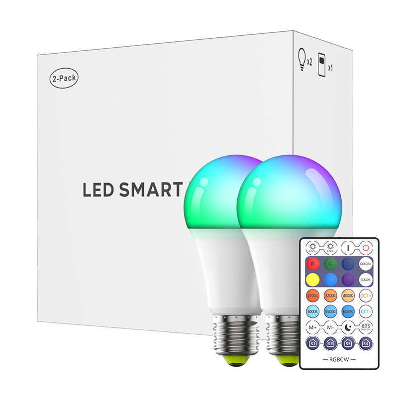 Bombilla LED inteligente con WiFi, E27, A60 10W , 16 millones de colores, RGBCCT, regulable, Tuya, Alexa y Google Homev