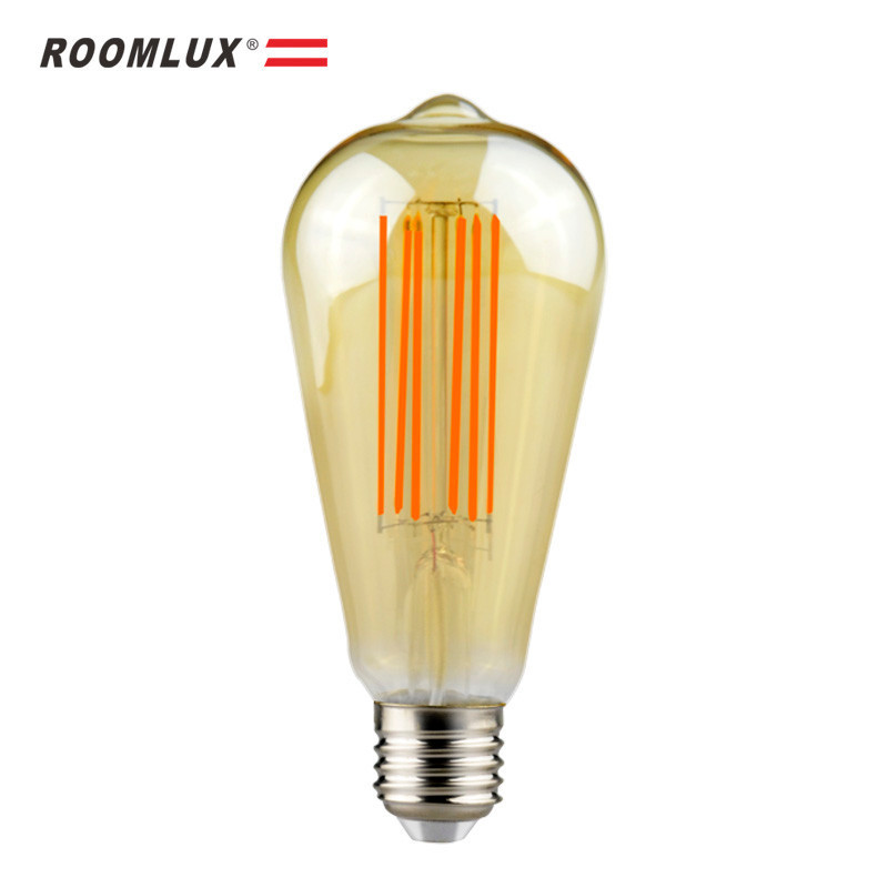 ST64 E27 Bulbs Led Light Home Energy Saver 6w 600lm 2700k Amber Clear Led Filament Bulb E27