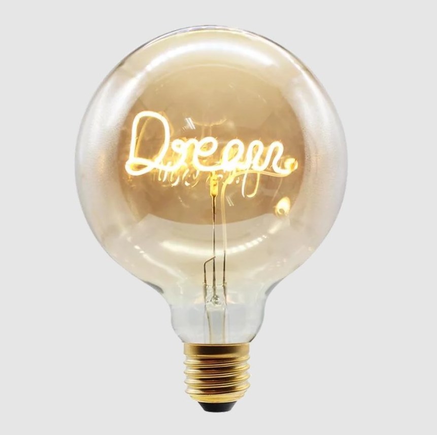 Retro LED Love Letter Lamp G125 Edison Bulb Night Lights Yellow Glass Shell For Home