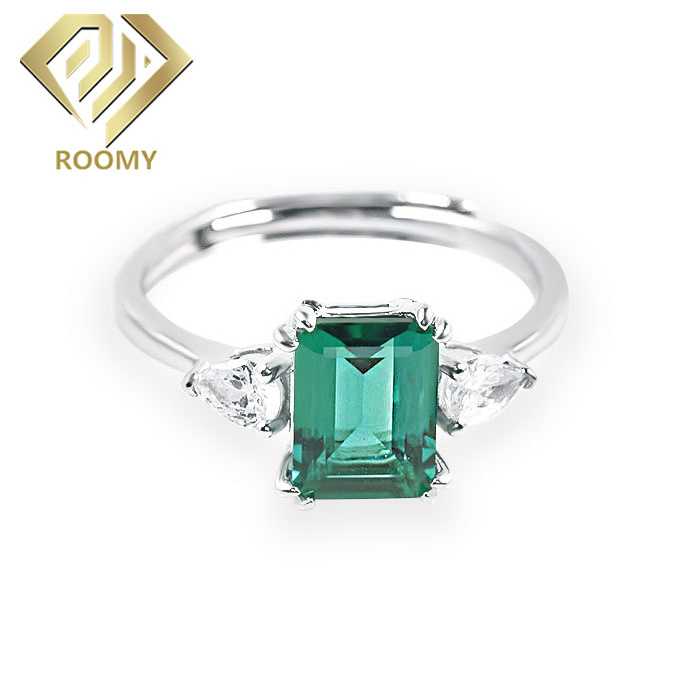 Room Best Selling 925 Sterling Silver Rings Lab Grown Emerald Ring Fashion Jewelry