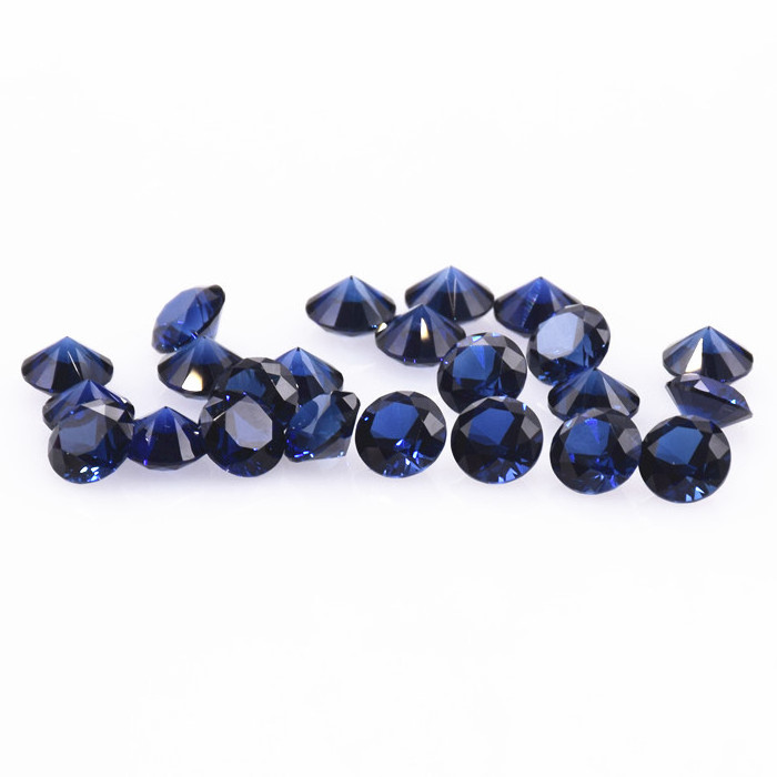 round diamond cut lab grown blue sapphire stone 1mm 2mm synthetic sapphire corundum