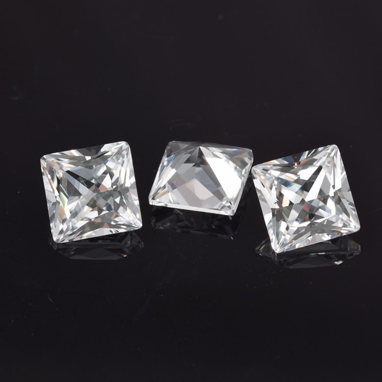 ROOMY 5A loose gemstones synthetic white sapphire lab created white sapphire square princess cut gems