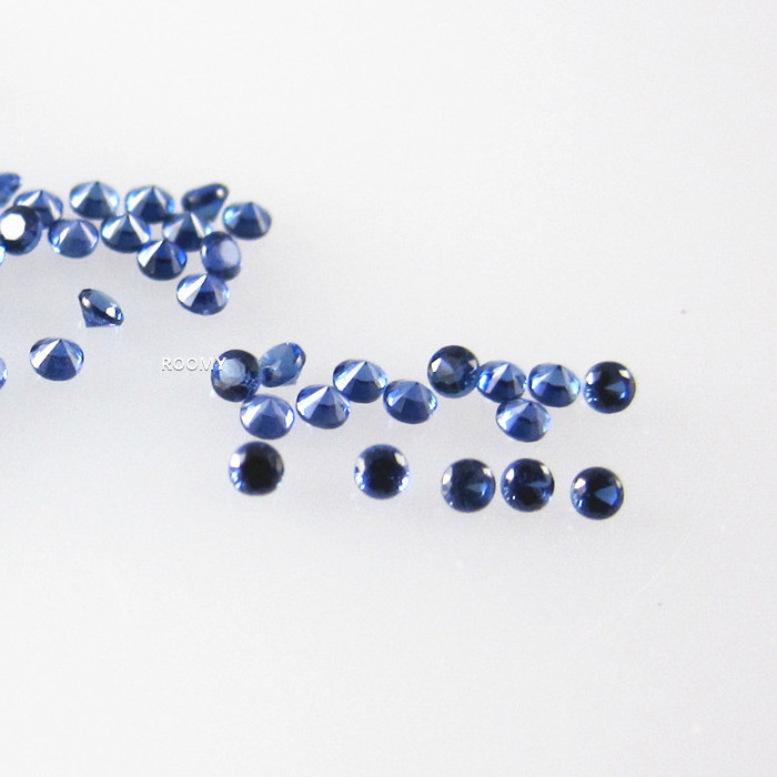 round diamond cut lab grown blue sapphire stone 1mm 2mm synthetic sapphire corundum