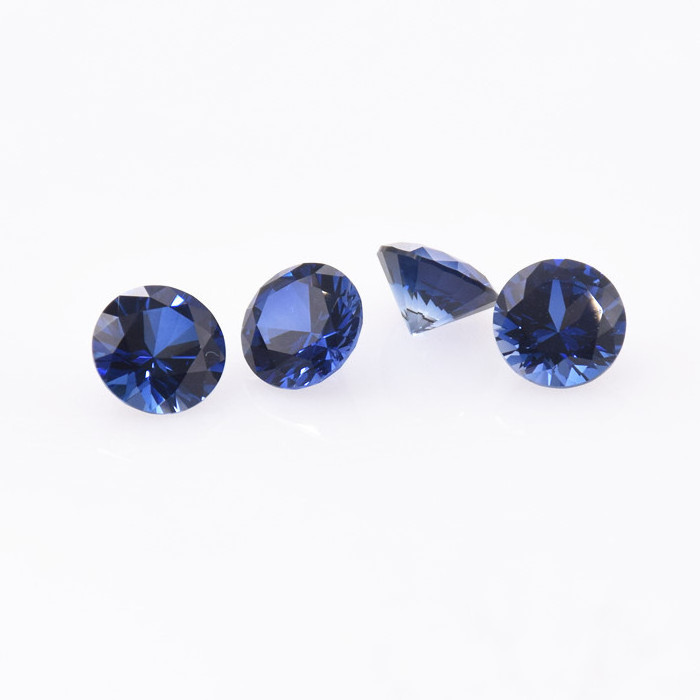 round diamond cut lab grown blue sapphire stone 1mm 2mm synthetic sapphire corundum