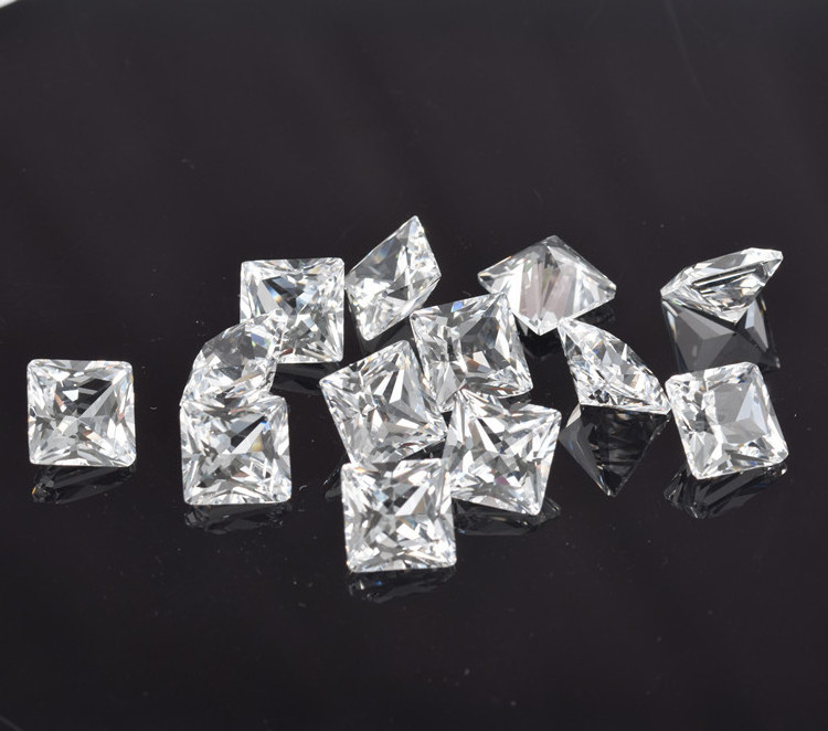 ROOMY 5A loose gemstones synthetic white sapphire lab created white sapphire square princess cut gems