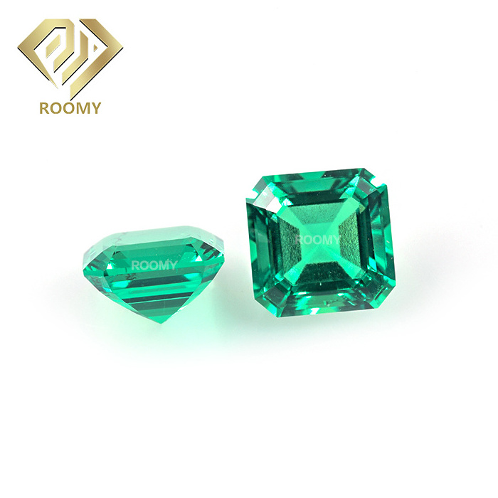 Hydrothermal Created Loose Gemstone Asscher Cut Colombian Lab Grown Green Emerald For Jewelry