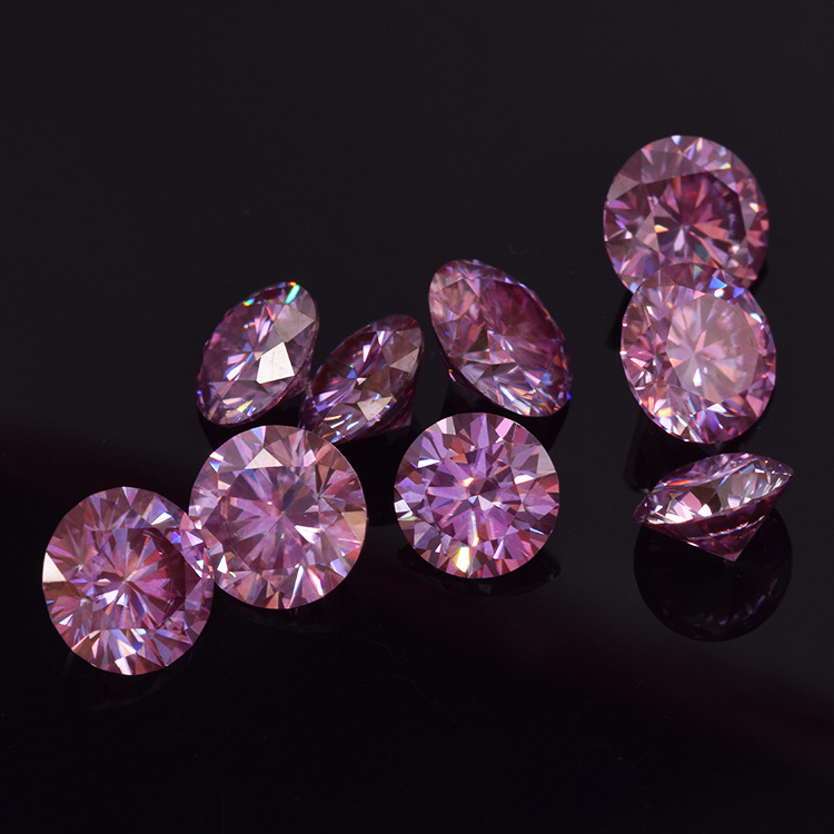 Roomy GRA Round Brilliant Cut Pink Moissanite Lab Created VVS1 Loose Diamond Gemstone For Wedding Rings