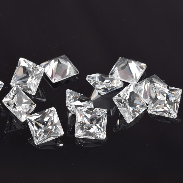 ROOMY 5A loose gemstones synthetic white sapphire lab created white sapphire square princess cut gems