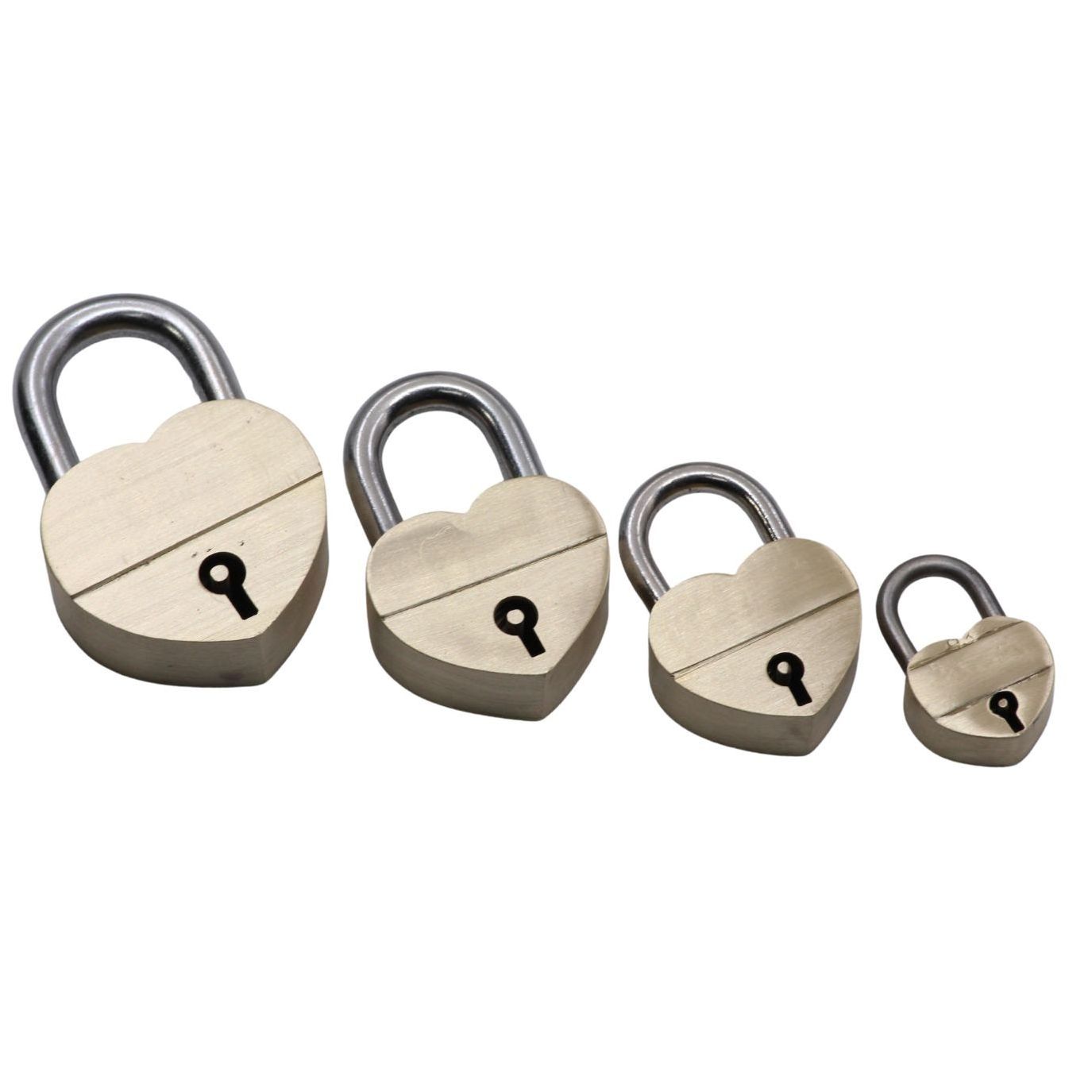 RII Solid Brass Personalized Engravable Heart Shape Padlock with Key Love Lock Wedding Gift Lock (3 Inch)