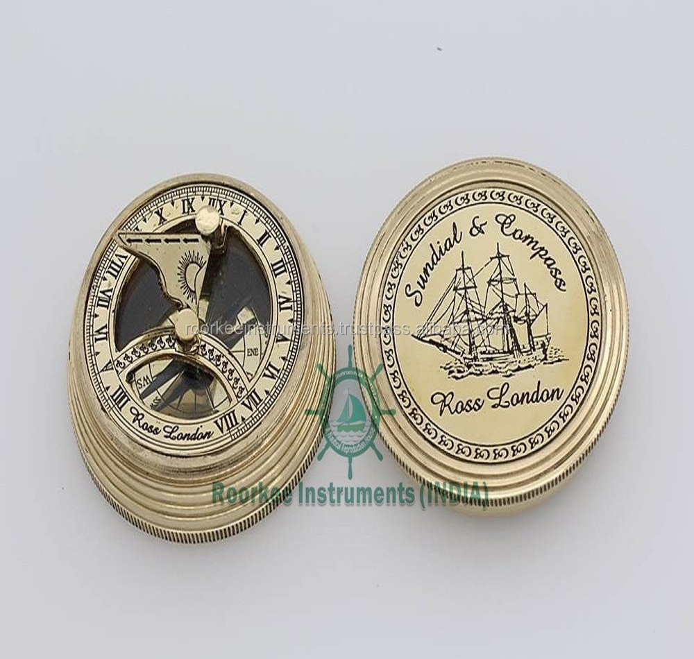 Nautical Sundial Compass Maritime Marine Brass Sundial Compass - 