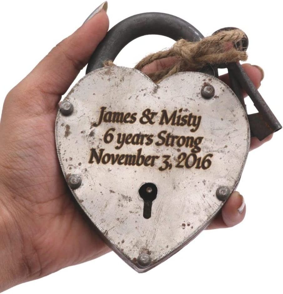 Personalized Engraved Love Lock Padlock Unique Gift Anniversary Engagement Wedding Love Lock