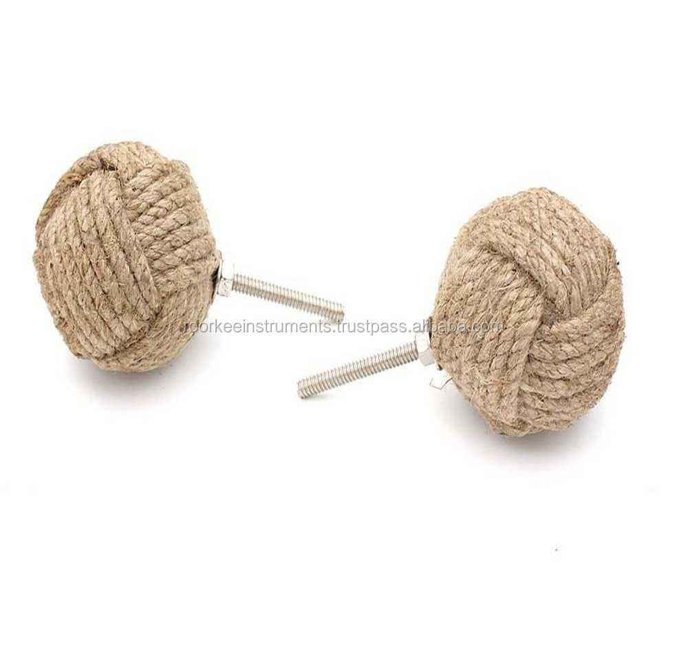 Nautical Jute Rope Door Knobs/Rope Knot Drawer Pulls /Pull and Push Handle Knobs for Cabinets Cupboards lot of 10