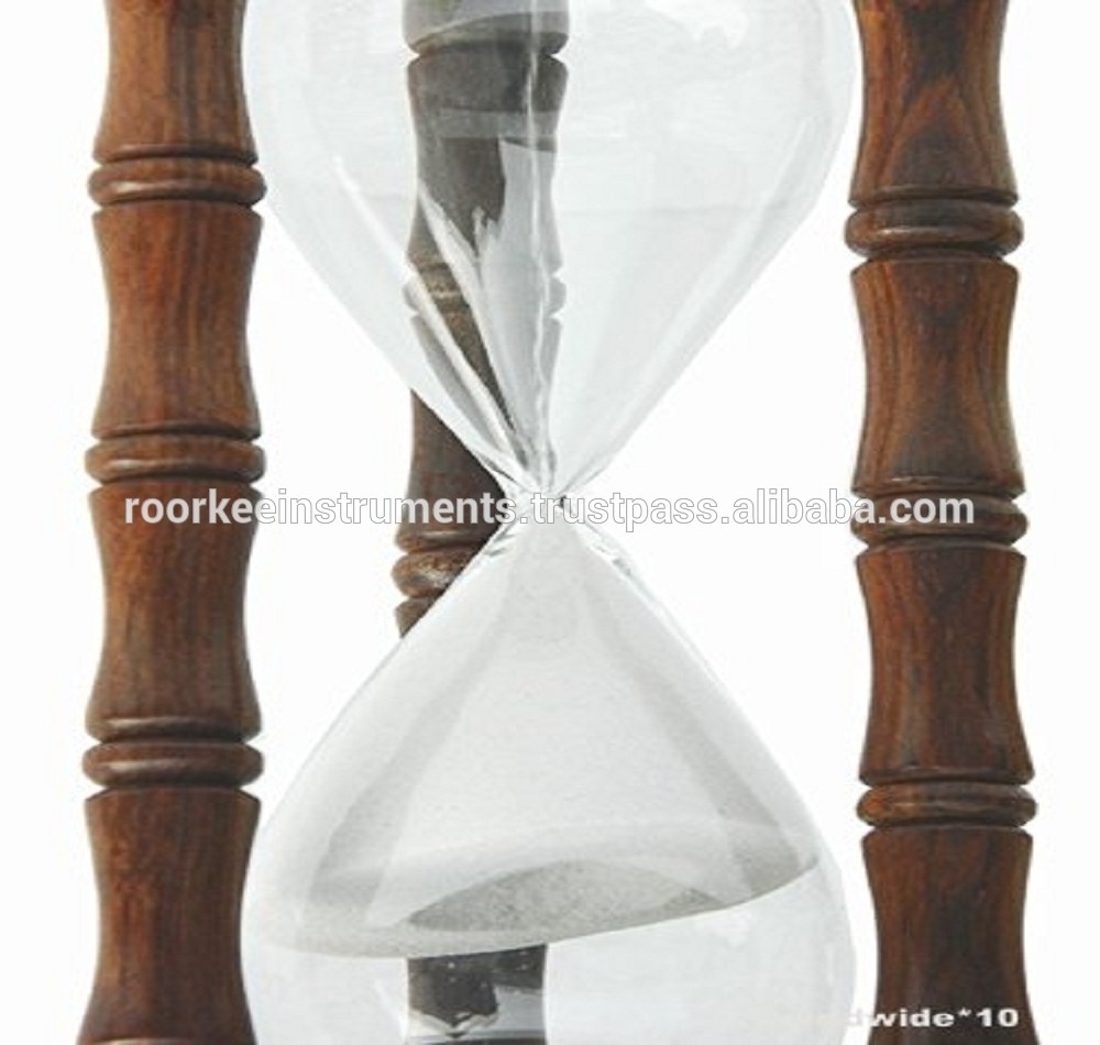 Wooden & Glass Sand Timer 15 Minutes An Hour Glass With White Sand- Sand timer Hourglass