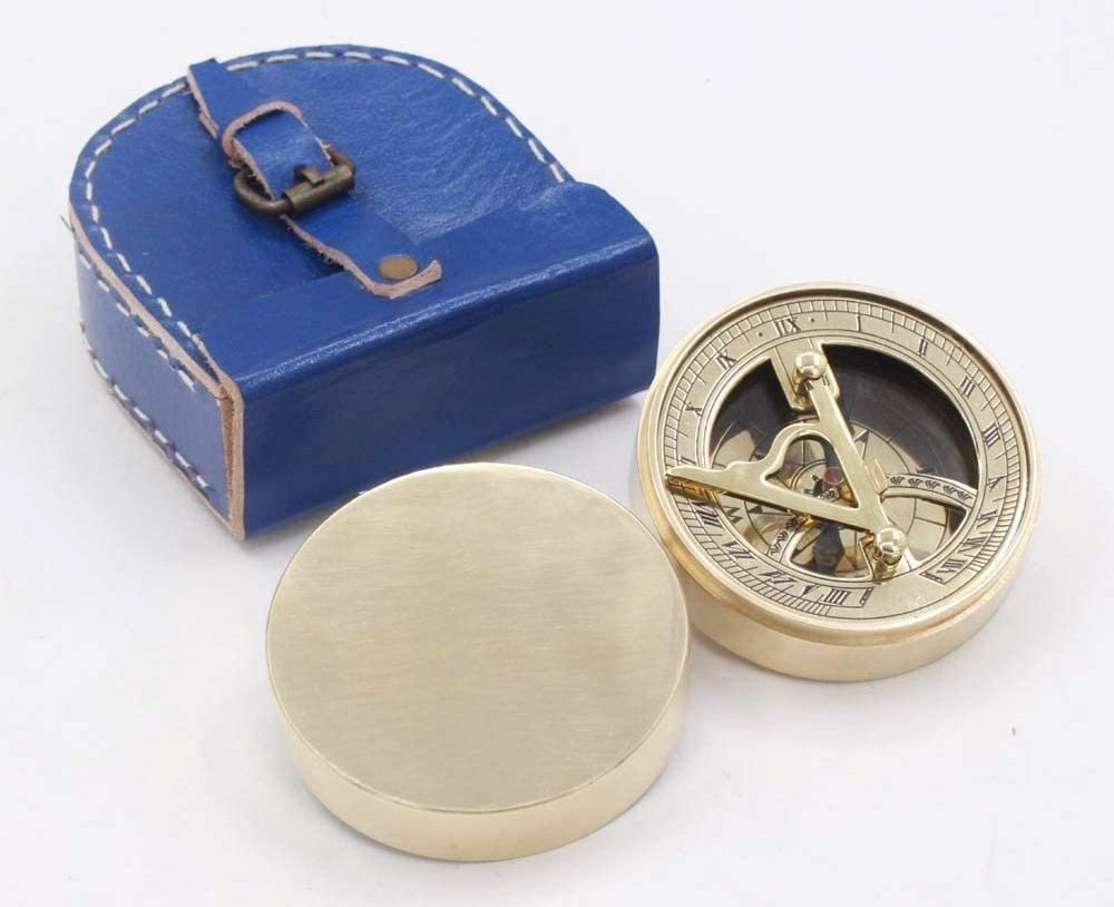 Personalized Handmade Solid Brass Sundial Compass Quote Engraved 