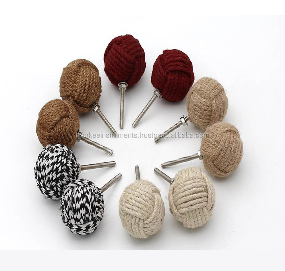 New lot of 10 Cabinet Knobs Nautical Decor Cotton Rope Doorknobs Nautical Twisted Decorative Cabinet Knob