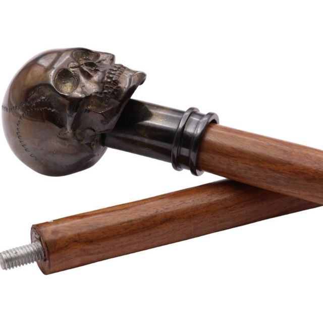 New Handmade Brass Skull Head Handle Decorative Wooden Walking Cane Hand Carved Nautical Wood Walking Stick