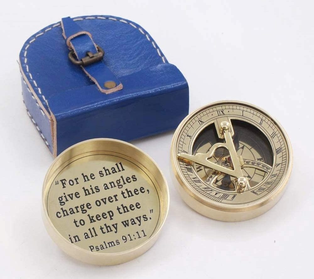 Personalized Handmade Solid Brass Sundial Compass Quote Engraved 