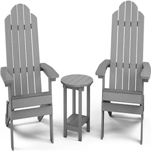 3-Piece Folding Plastic Adirondack Chair and Table Set Fire Pit Seating