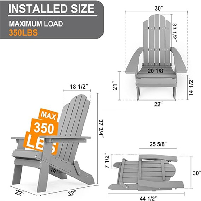 3-Piece Folding Plastic Adirondack Chair and Table Set Fire Pit Seating