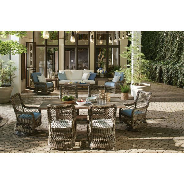 Wholesale European Modern Patio Furniture  Grey Color Wicker 7 Pieces Dining Set  For Garden Use