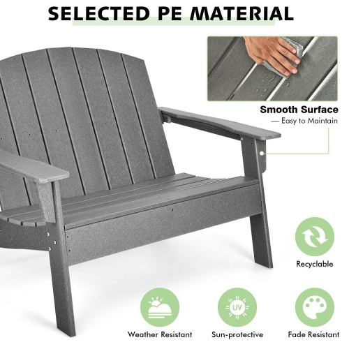 China factory weather resistant HDPE plastic wood Adirondack Bench outdoor funiture