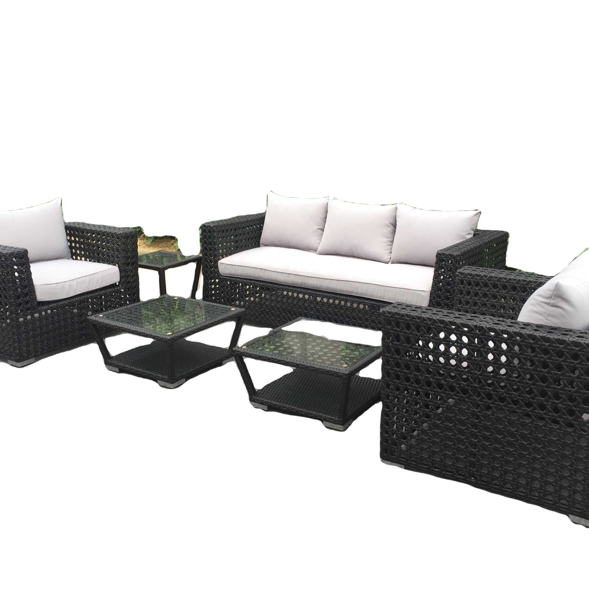 Outdoor 6 Pieces With Coffee Table Rattan Sofa Lounger Terrace Furniture Set For Outdoor