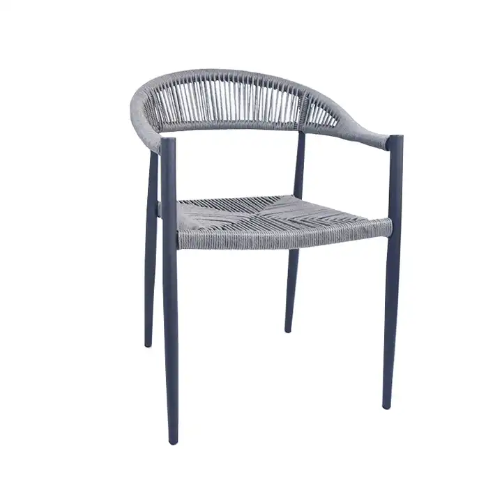 Nordic Leisure Outdoor Furniture Aluminum String Bistro Restaurant Home Bar Woven Braided Cafe Rope Dining Chair For Garden