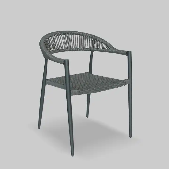 Nordic Leisure Outdoor Furniture Aluminum String Bistro Restaurant Home Bar Woven Braided Cafe Rope Dining Chair For Garden