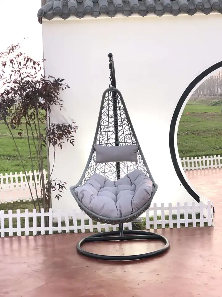 Wholesale Hotel Garden Adult Metal Frame Detachable Rattan Patio Hanging Swing Chair With Stand