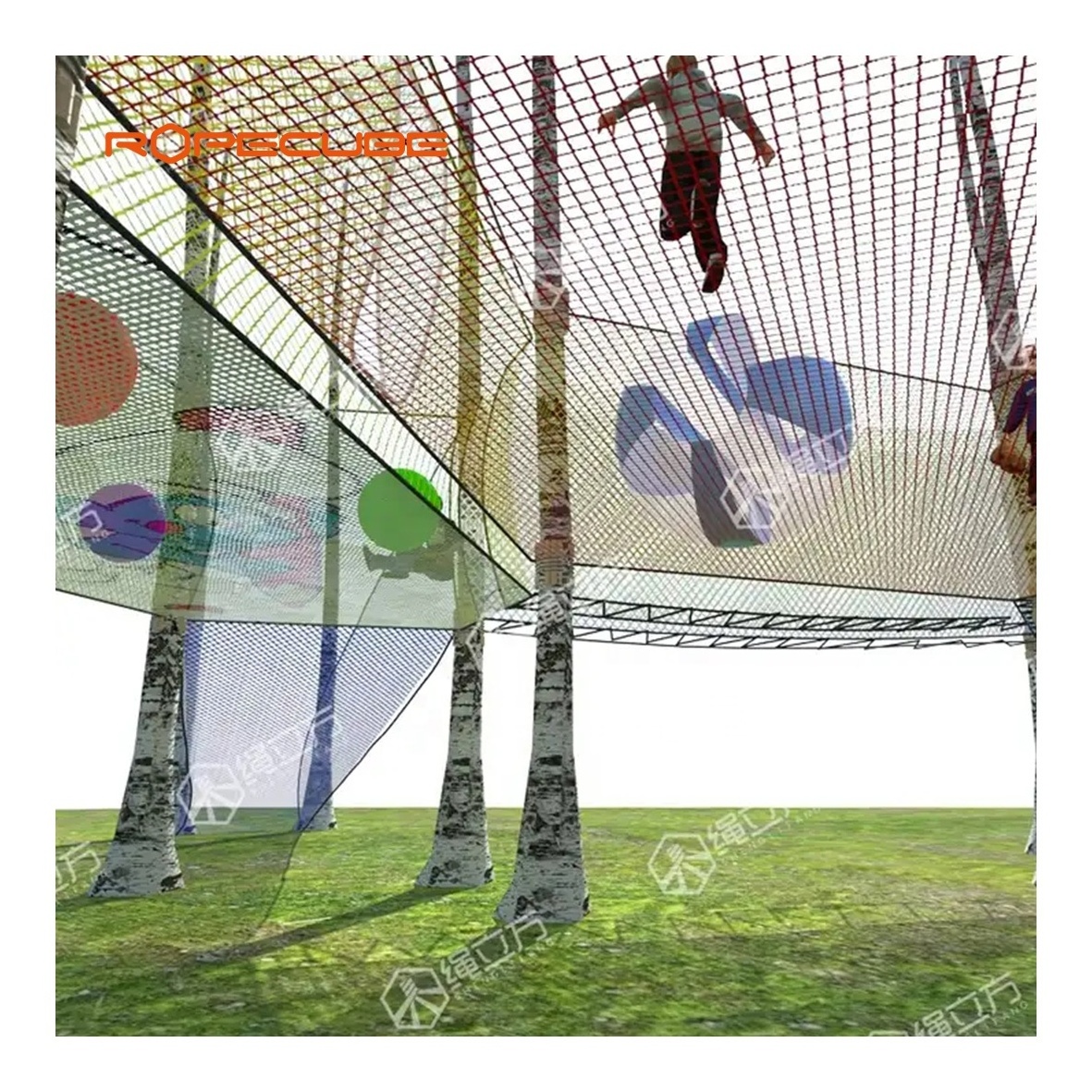 Rope Net Trampoline Tree Adventure Playground Outdoor Play Ground Equipment