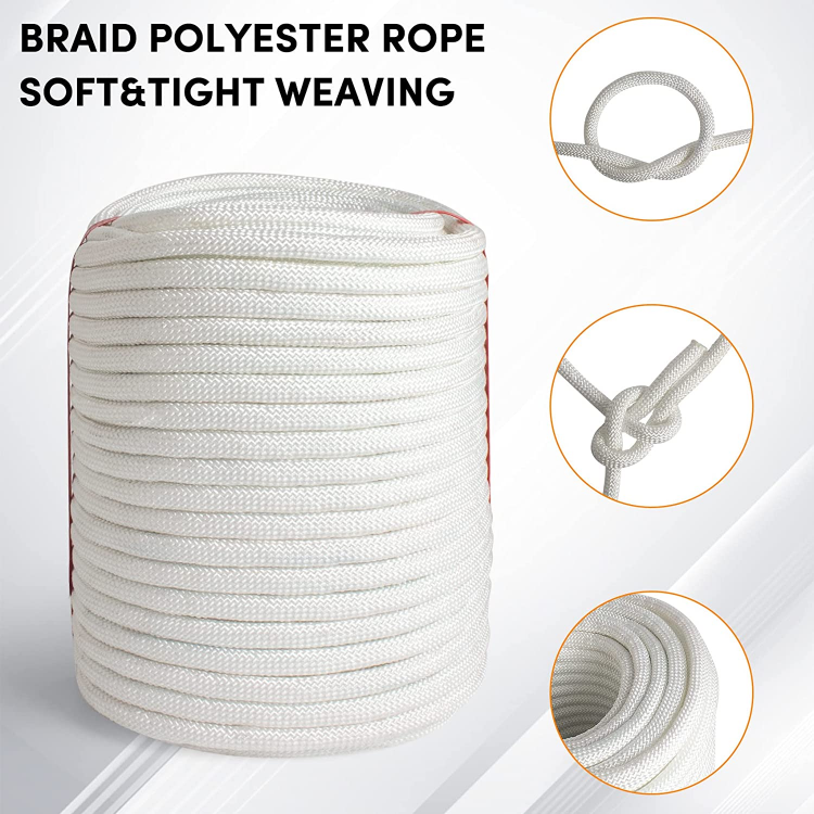 Braid Polyester Rope Solid Braid for Sailing Camping Swings