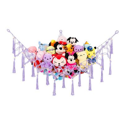 Macrame Hanging Net Hammock for Stuffed Animal Toy Storage Organizer