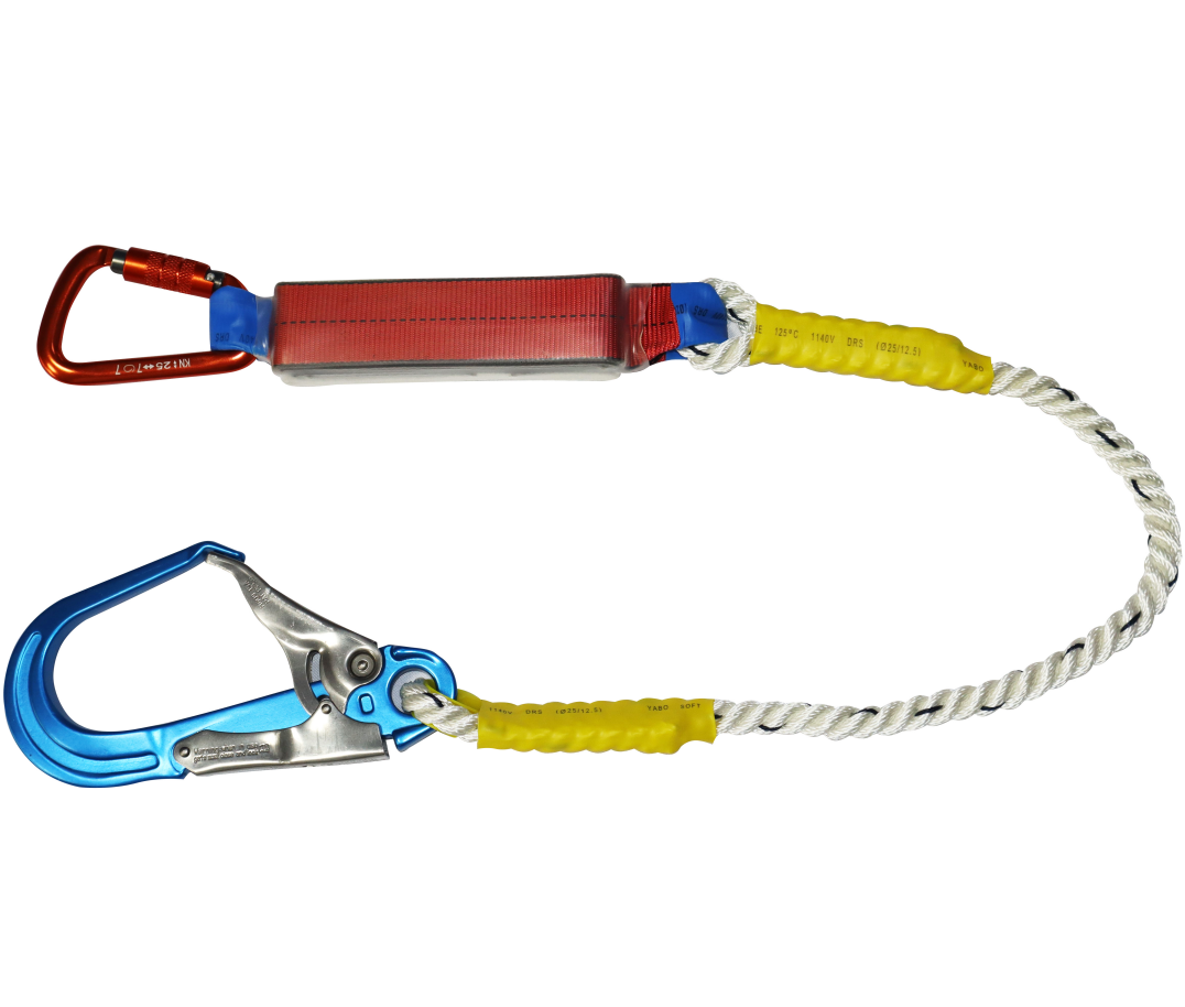 double polyester twisted rope safety lanyard with large hook with shock absorber