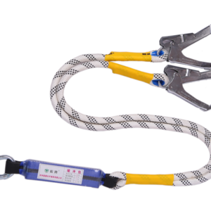 double polyester twisted rope safety lanyard with large hook with shock absorber