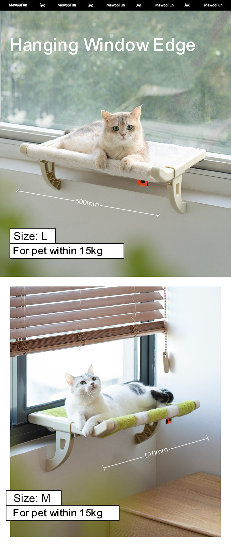 MewooFun Plastic Portable Hanging Pet Cat Window Perch Bed Window Hammock for Cats Inside