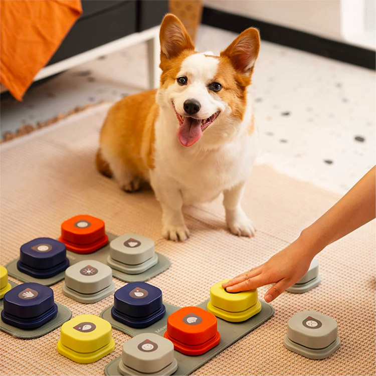 MewooFun Newest Educational Voice Recordable Pet Button Dog Communication Buzzer Custom Dog Training Talking Buttons with Mat