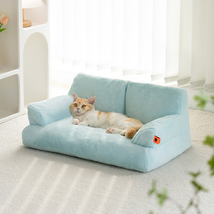 MewooFun Good Price Large Blue Luxury Plush Warm Cat Pet Couch Sofa Sleeping Bed