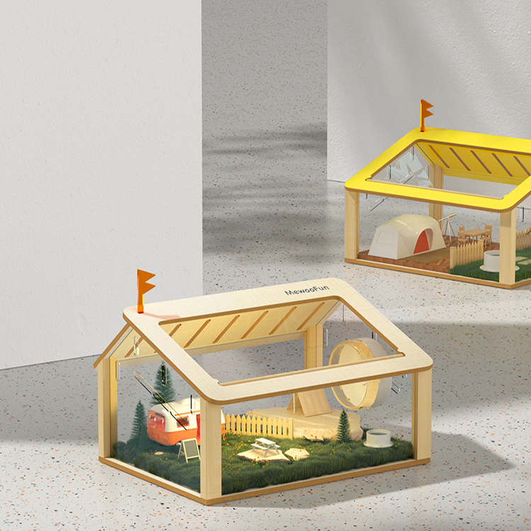 MewooFun Acrylic Indoor Guinea Pig Cage 18.5*13.39*14.09 in Big Chinese Hamster Cage