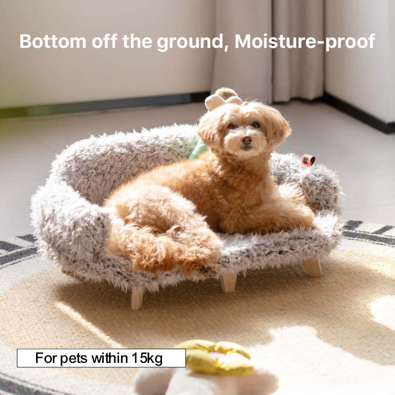 MewooFun Luxury Premium Washable Elevated Soft Filling Wood Raised Cat Dog Pet Sofa Bed