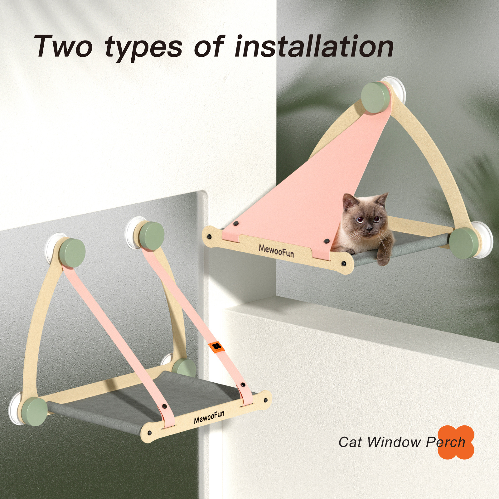 MewooFun Two Assembly Methods Sunny Seat Window Mounted Cat Bed Cat Window Hammock for Cats Inside