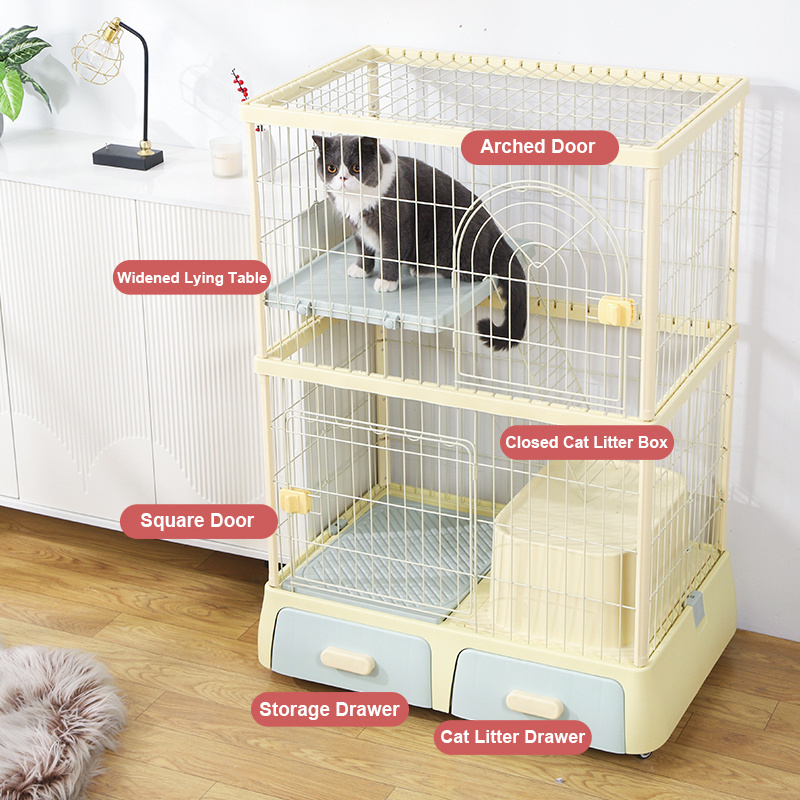 MewooFun Multi-layer Collapsible Metal large Luxury Cat Cage with Cat Litter Box