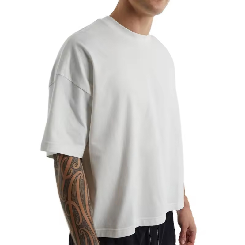 ODM 250 GSM 100 Cotton Plain Short Sleeve Oversized mens thick tshirt Heavyweight  blank Custom Logo T Shirt for men