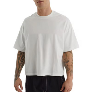 ODM 250 GSM 100 Cotton Plain Short Sleeve Oversized mens thick tshirt Heavyweight  blank Custom Logo T Shirt for men