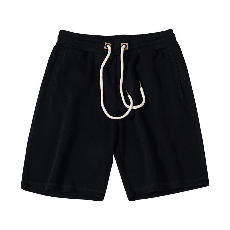 Four color heavy knit Capris men's Japanese Basic drawstring elastic shorts loose sportswear pants