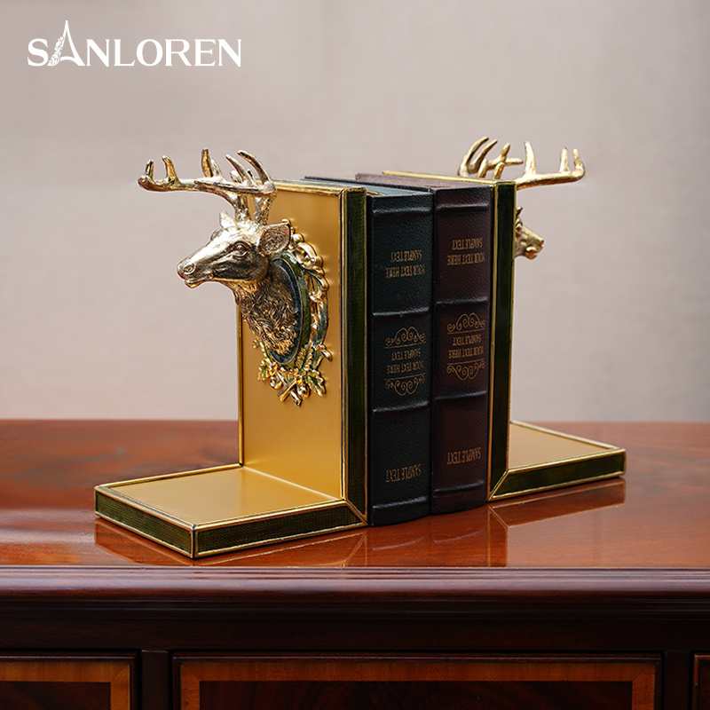 SANLOREN classic design table desk alloy deer bookends sujetalibros de mesa for home office hotel library decoration