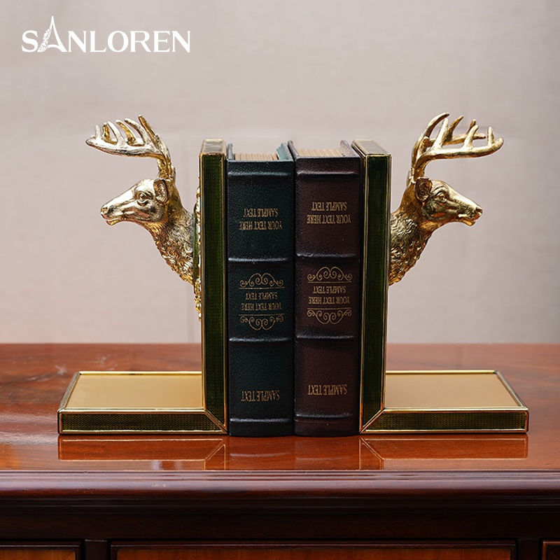 SANLOREN classic design table desk alloy deer bookends sujetalibros de mesa for home office hotel library decoration