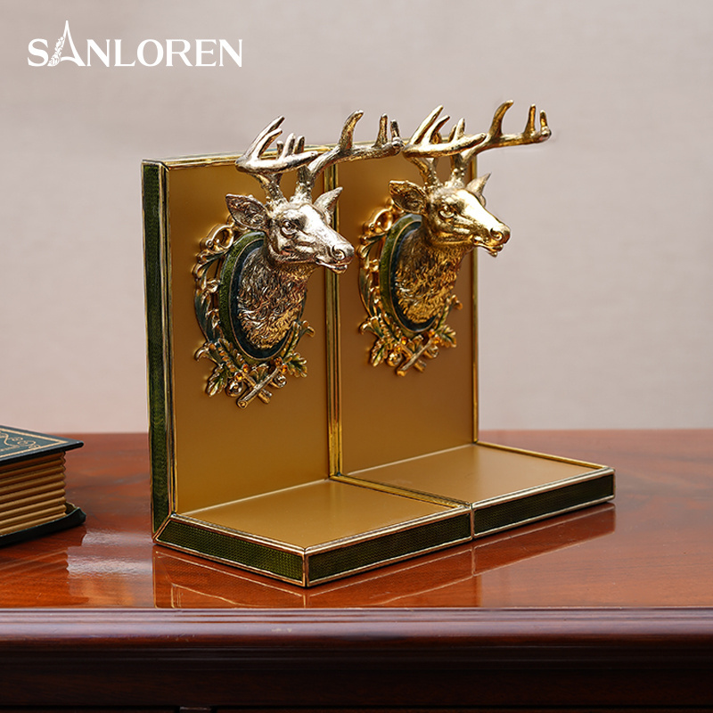 SANLOREN classic design table desk alloy deer bookends sujetalibros de mesa for home office hotel library decoration