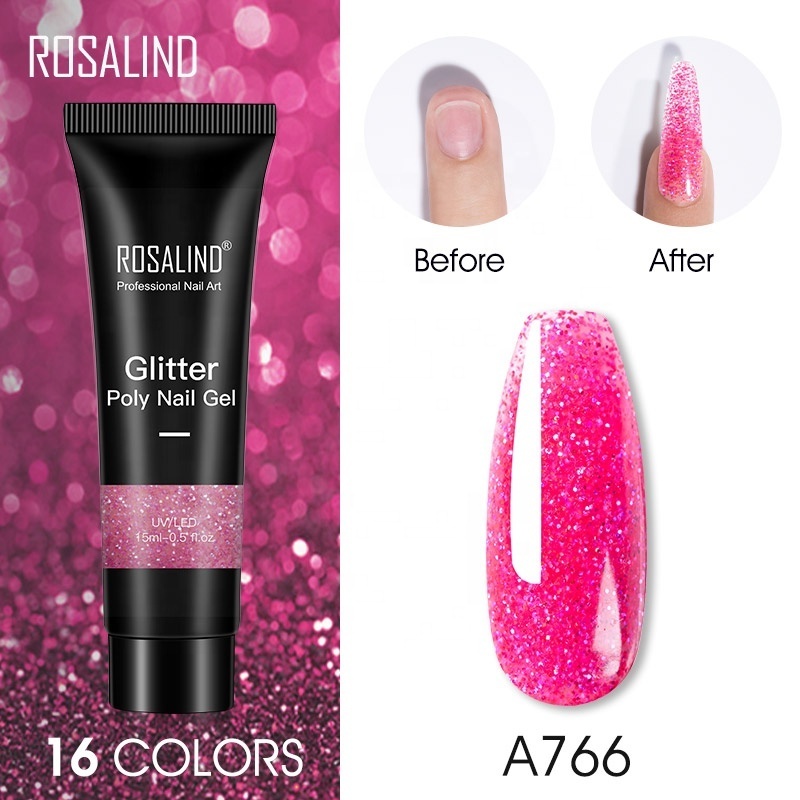 Rosalind long lasting nail art disco glitter 15g uv poly gelpolish extension gel polish glue for extending finger length acrylic