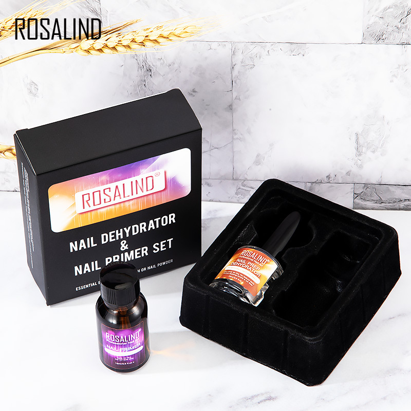 Rosalind logo natural gel nails art polish strengthener bonder primer and nail uv gel acid free prep dehydrator set for manicure