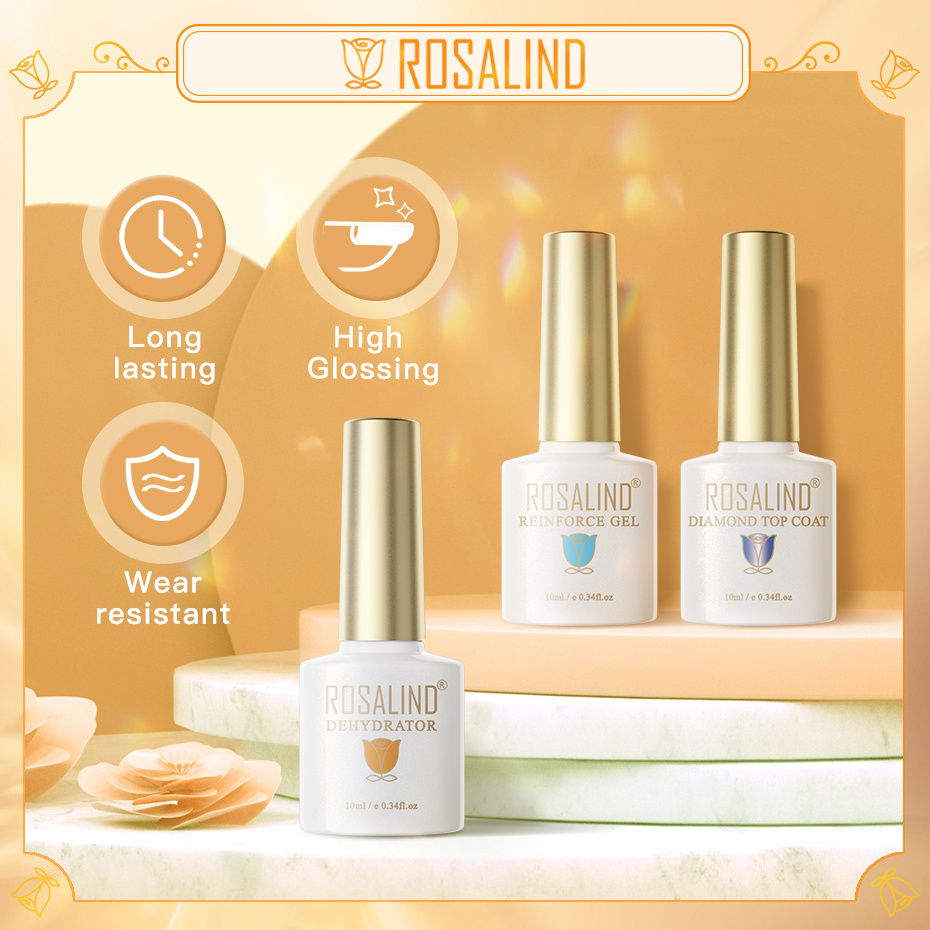 Rosalind nail supplies oem custom logo air dry acid free 10ml prep dehydrator and nail bonder primer for nails art uv gel polish